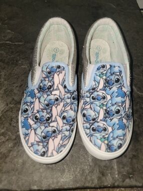 Kids Slip-On Shoes with Blue Stitch Character Print